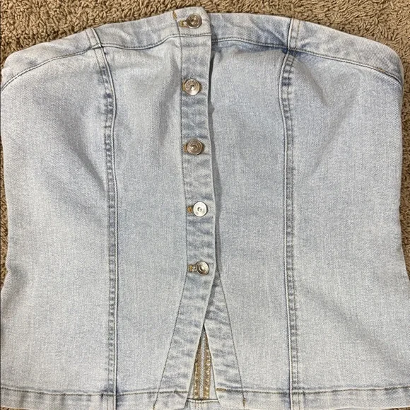 H&M Divided Light Blue Denim Bandeau Top SKU1279 - Picture 3 of 11